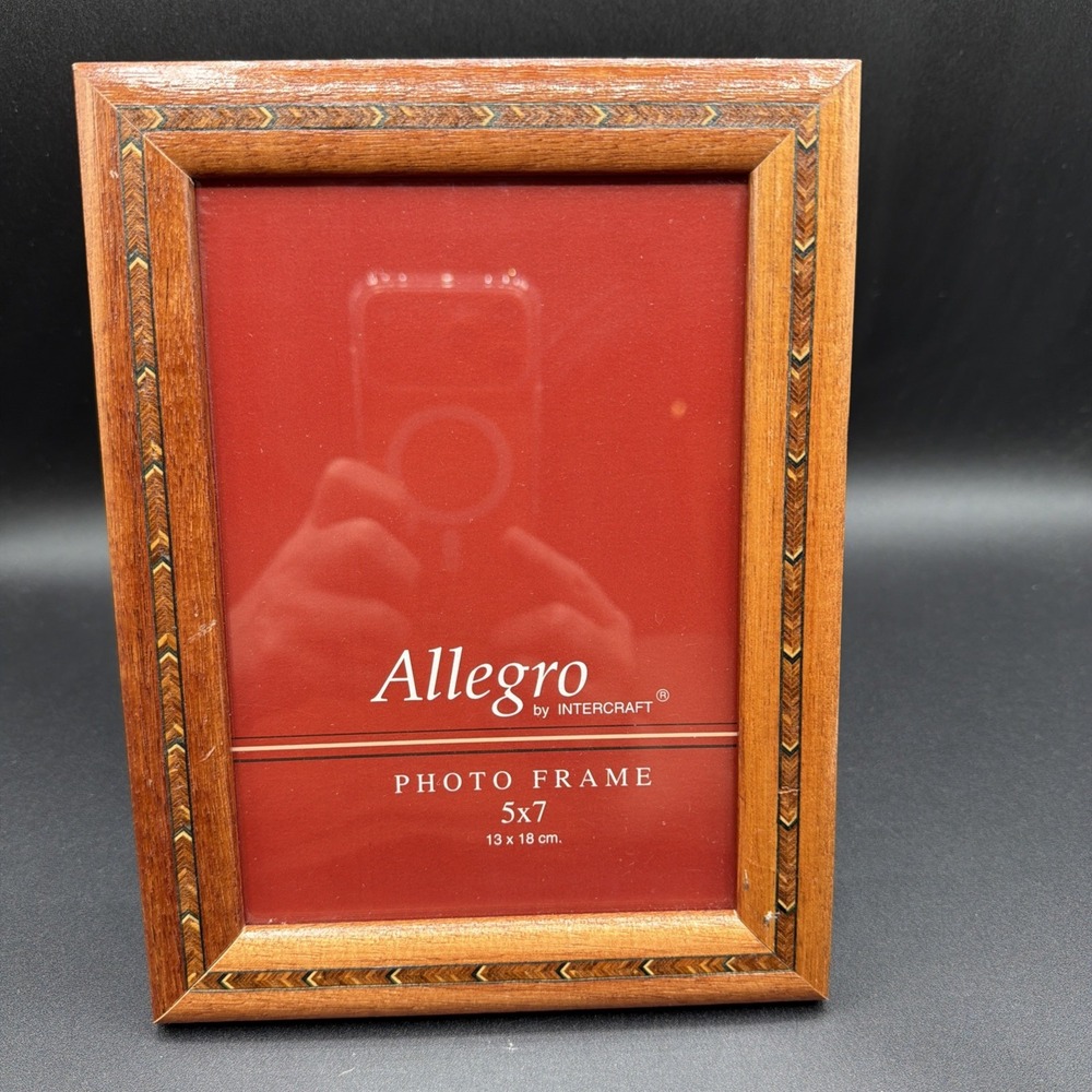 VTG Allegro By Intercraft Inlaid Wood Frame For 5x7 Image